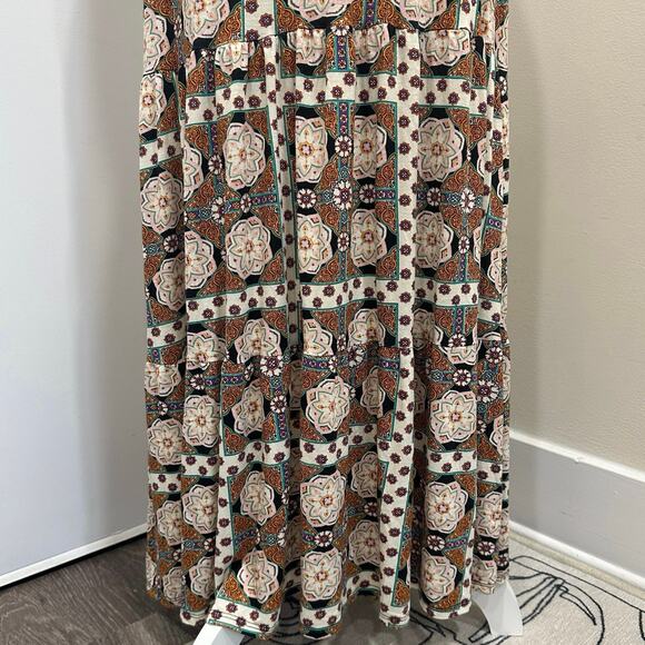 Voom by Joy Han VTG 00s Tiered Maxi Skirt Strapless Dress Geometric Mod Boho XS - Picture 9 of 12